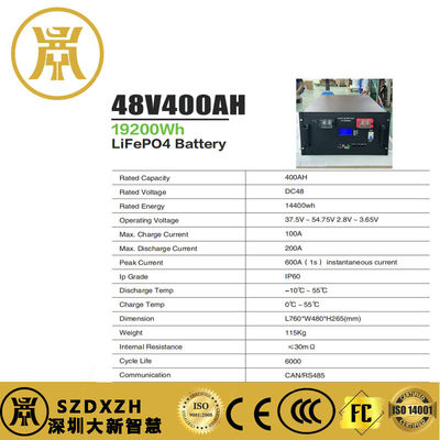 Montagem de rack Lifepo4 Bateria de armazenamento 400Ah Bateria de armazenamento de energia para casa